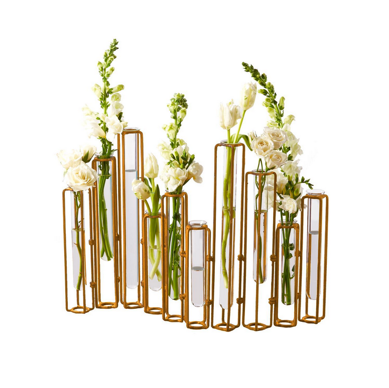Large Antiqued Gold Hinged Flower Vase