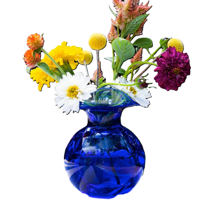 Hibiscus Glass Cobalt Blue Bud Vase