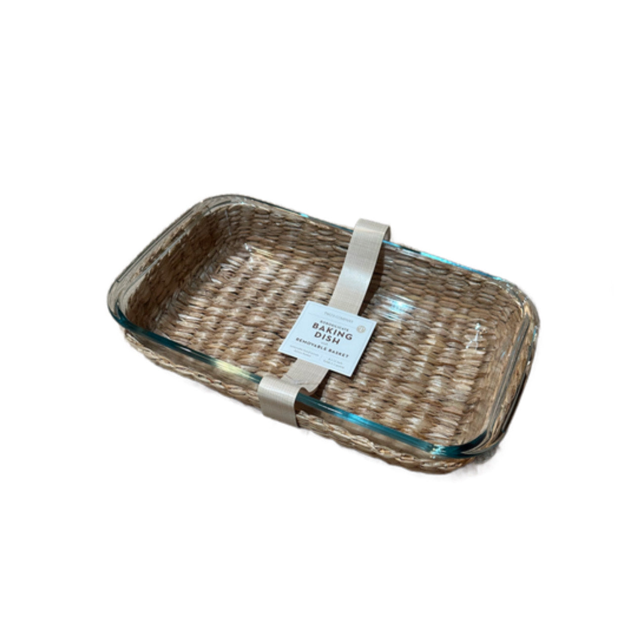 Glass Baking Dish with Removable Hand-Woven Basket (8x12")