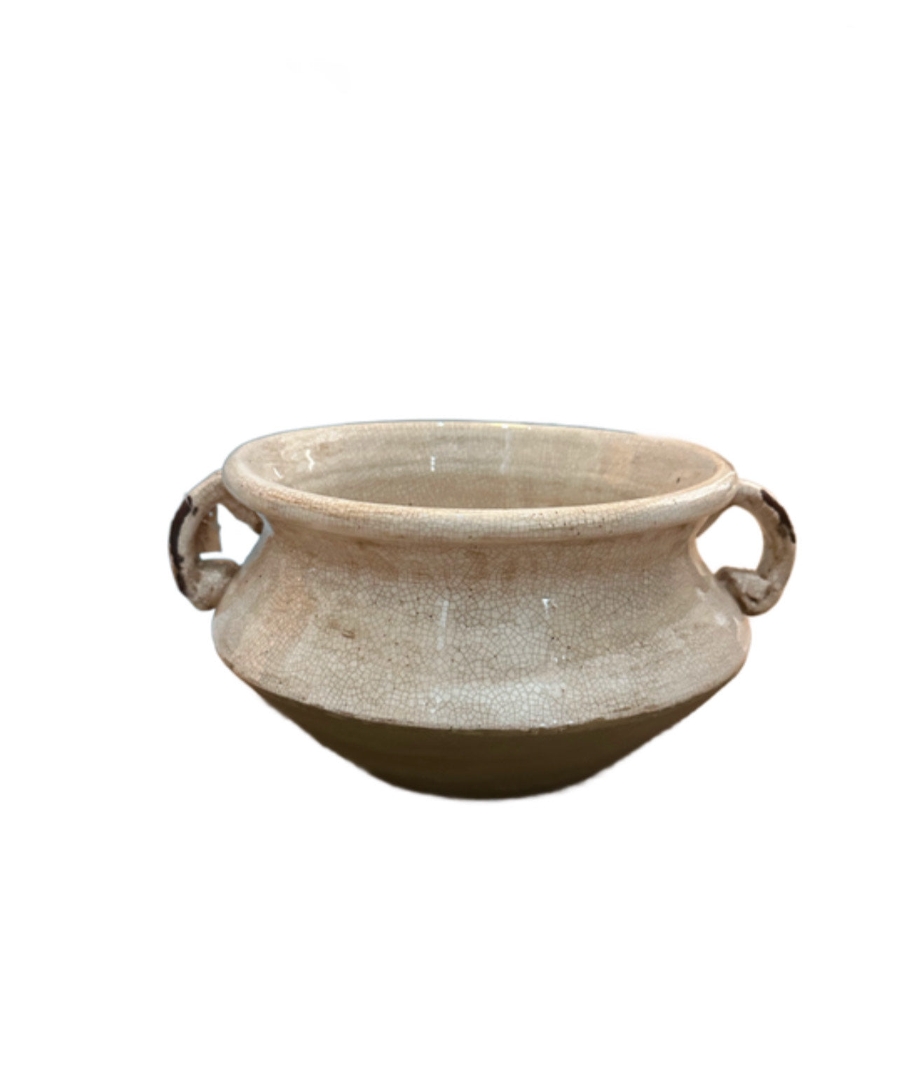 Crackled Pottery Vessel with Handles