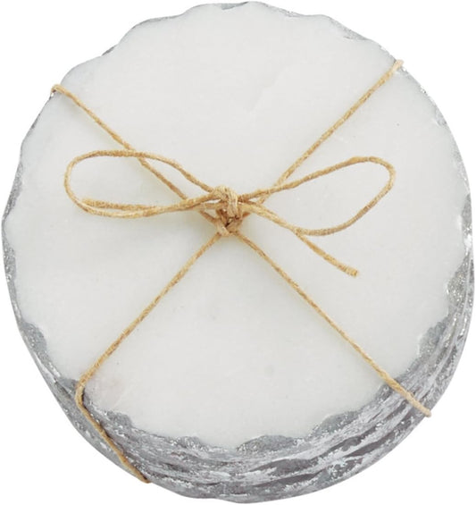 Silver Foil Marble Coasters (4)