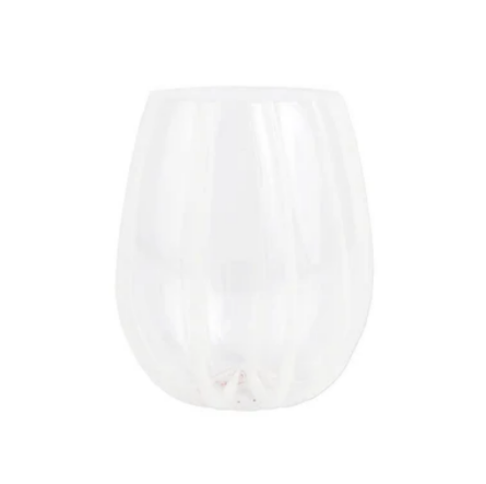 Nuovo Stripe White Stemless Wine Glass
