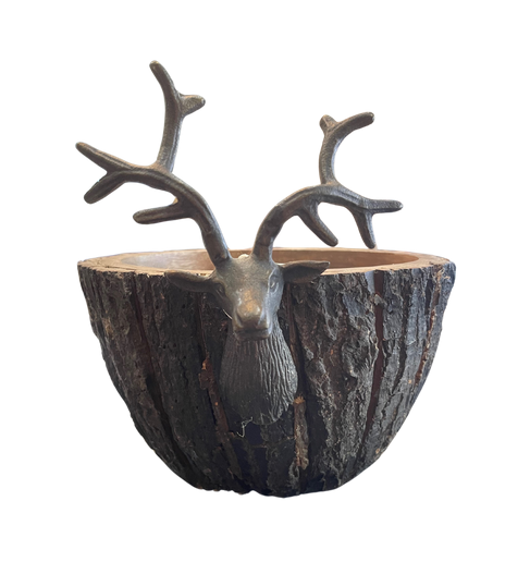 Bark Bowl with Deer Head
