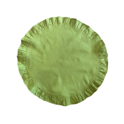 Citron Round Ruffle Linen Placemats (set of 4)