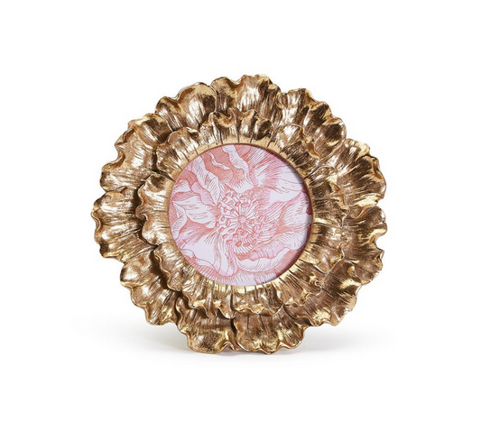 Golden Flower Round Frame 4x4