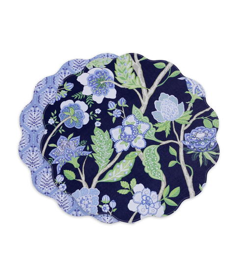 VIDA Blooms & Branches Reversible Round Placemats (S/4)