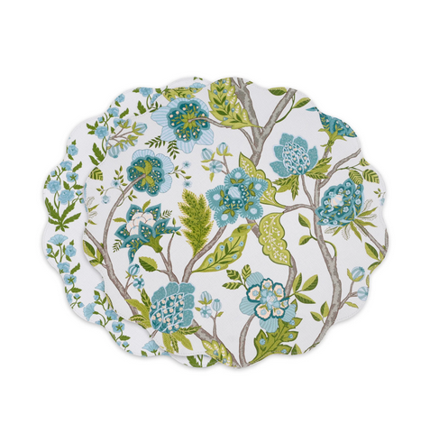 VIDA Blooms & Branches Reversible Round Placemats (S/4)