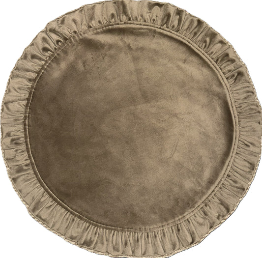 Mocha Velvet Round Ruffle Placemats (set of 4)